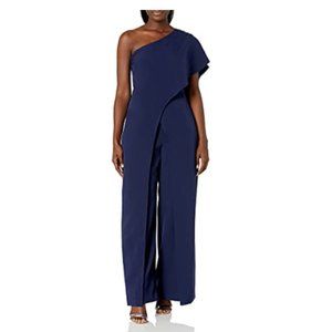 S.L. Fashions Women's Sleeveless Jumpsuit, Navy, 12
